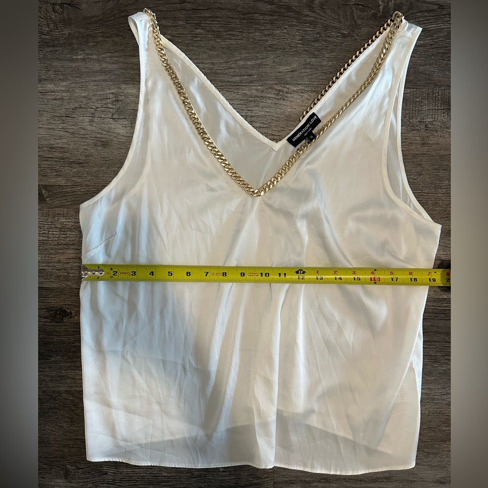 Generation Love ivory Tank Top with Gold Chain Accent